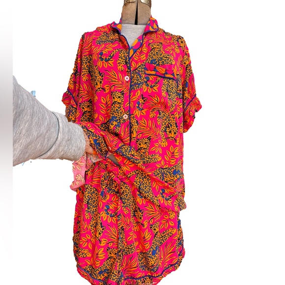 Printfresh Bagheera Satin Thermoregulating Short Sleeve Shorty Pajama Set - Picture 8 of 13